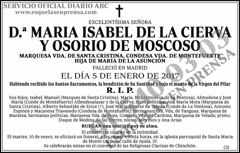 María Isabel de la Cierva y Osorio de Moscoso